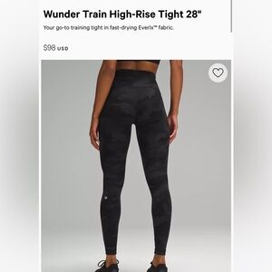 Lululemon Wunder Train High-Rise Tight 28" Heritage 365 Camo Deep Coal Multi